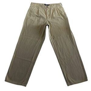 RSQ Baggy Chino Pants Mens 34x32 Tan Beige Zip Fly Casual Prep Skate Streetwear